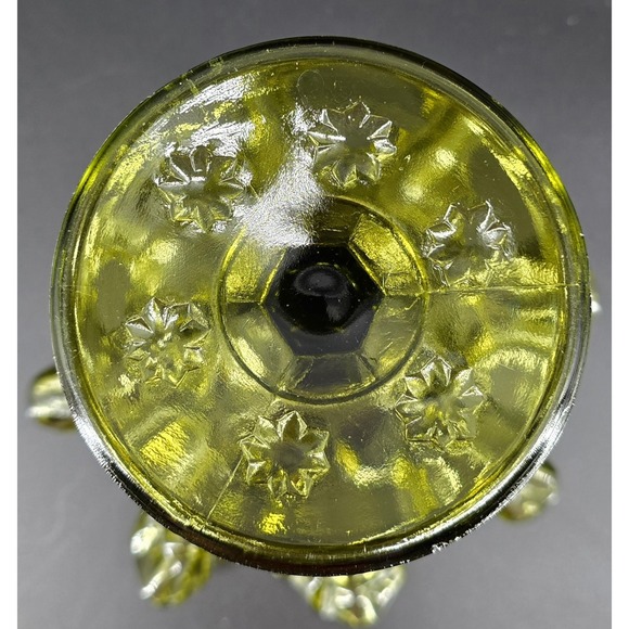 Vtg Fenton Green Glass Thumbprint Compote Ruffled Edge on Pedestal 6x5.5" Colony - Picture 6 of 8